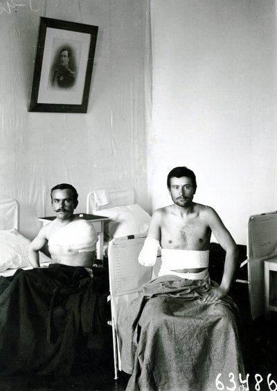 Wounded soldiers in a military hospital, St Petersburg by Russian Photographer